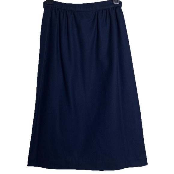 VTG Pendleton 100% Virgin Wool Midi Pencil Skirt Women 10 Navy Blue USA Classic - Picture 4 of 12